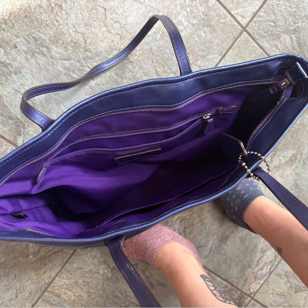Coach Blue iridescent and Purple Tote Bag - Picture 5 of 11